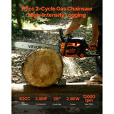 62cc Gas Chainsaw 3.8HP Gas Powered 20in Chainsaw for Wood Cutting